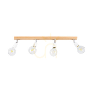 Stropné svietidlo Porcia Wood, 4xE27, Max. 25 W, olejovaný dub/chrómovaný kov/biela keramika, 75 cm small 0