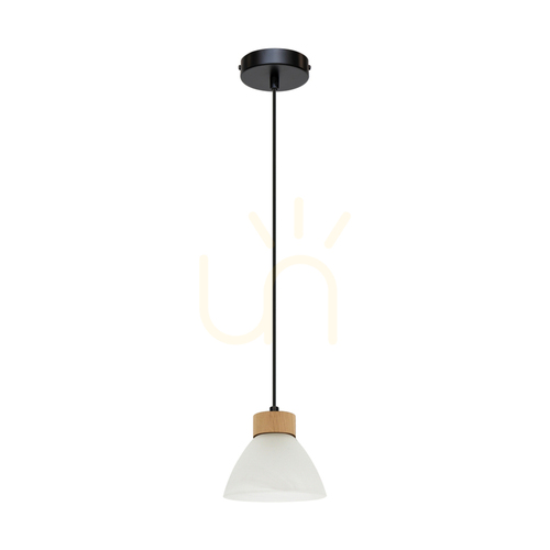 Skontrolujte Závesné svietidlo Praha, 1xE14, Max. 40 W, olejovaný dub / čierny kov / čierny PVC kábel / biele sklenené tienidlo, Ø 14 cm