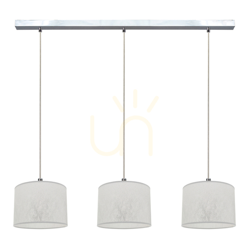 Skontrolujte Závesné svietidlo Prata, 3xE27, Max. 40 W, chrómovaný kov / priehľadný PVC kábel / strieborné tienidlo, 100 cm