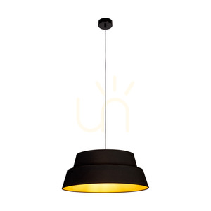 Závesné svietidlo „Preto Gold“, 1xE27, Max. 60 W, čierny kov / čierny opletený kábel / čierno-zlaté tienidlo, Ø 50 cm small 1