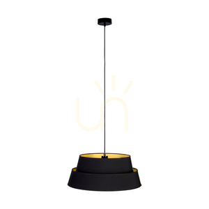 Závesné svietidlo „Preto Gold“, 1xE27, Max. 60 W, čierny kov / čierny opletený kábel / čierno-zlaté tienidlo, Ø 50 cm small 2