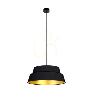 Závesné svietidlo „Preto Gold“, 1xE27, Max. 60 W, čierny kov / čierny opletený kábel / čierno-zlaté tienidlo, Ø 50 cm small 0