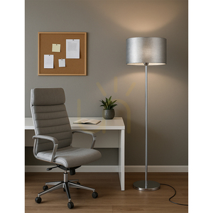 Stojaca lampa Prata, 1xE27, Max. 60 W, chrómovaný kov / priehľadný PVC kábel / strieborné tienidlo, Ø 50 cm small 3