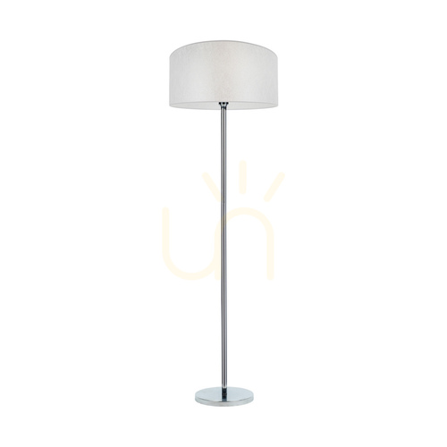 Skontrolujte Stojaca lampa Prata, 1xE27, Max. 60 W, chrómovaný kov / priehľadný PVC kábel / strieborné tienidlo, Ø 50 cm