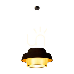 Závesné svietidlo „Preto Gold“, 1xE27, Max. 60 W, čierny kov / čierny opletený kábel / čierno-zlatý tienidlo, Ø 55 cm small 1