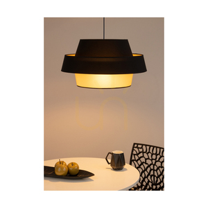 Závesné svietidlo „Preto Gold“, 1xE27, Max. 60 W, čierny kov / čierny opletený kábel / čierno-zlatý tienidlo, Ø 55 cm small 2