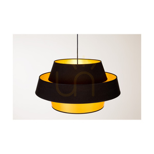 Závesné svietidlo „Preto Gold“, 1xE27, Max. 60 W, čierny kov / čierny opletený kábel / čierno-zlatý tienidlo, Ø 55 cm small 3