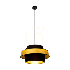 Závesné svietidlo „Preto Gold“, 1xE27, Max. 60 W, čierny kov / čierny opletený kábel / čierno-zlatý tienidlo, Ø 55 cm small 1