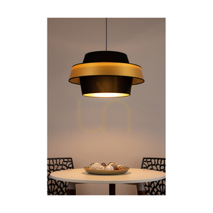 Závesné svietidlo „Preto Gold“, 1xE27, Max. 60 W, čierny kov / čierny opletený kábel / čierno-zlatý tienidlo, Ø 55 cm small 2
