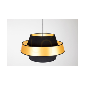 Závesné svietidlo „Preto Gold“, 1xE27, Max. 60 W, čierny kov / čierny opletený kábel / čierno-zlatý tienidlo, Ø 55 cm small 3