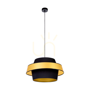 Závesné svietidlo „Preto Gold“, 1xE27, Max. 60 W, čierny kov / čierny opletený kábel / čierno-zlatý tienidlo, Ø 55 cm small 0