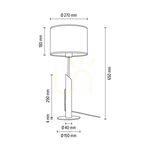 Stolná lampa Punto, 1xE27, Max. 60 W, olejovaný dub / čierny kov / čierny opletený kábel / viacfarebný tienidlo v štýle tapety, Ø 27 cm small 3