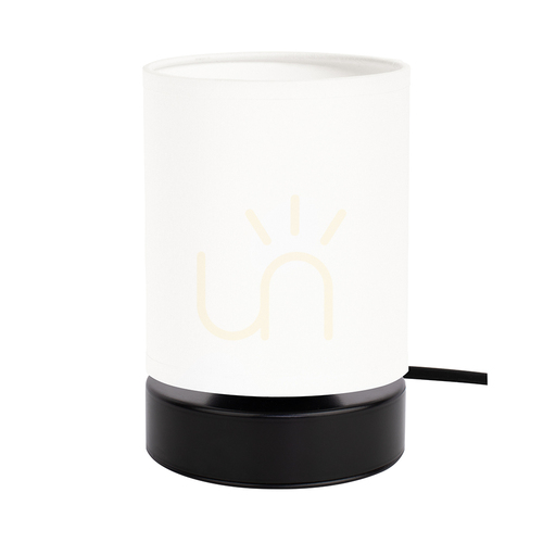 Skontrolujte Stolná lampa Puro 1xE27 Max. 25 W, čierny kov / čierny PVC kábel / biele tienidlo Ø 13 cm