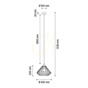 Závesné svietidlo Raquelle, 1xE27, Max. 60 W, čierny kov / čierny PVC kábel / čierny kovový tienidlo, Ø 30 cm small 2