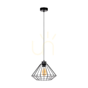 Závesné svietidlo Raquelle, 1xE27, Max. 60 W, čierny kov / čierny PVC kábel / čierny kovový tienidlo, Ø 30 cm small 0