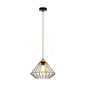 Závesné svietidlo Raquelle, 1xE27, Max. 60 W, olejovaný dub / čierny kov / čierny PVC kábel / čierny kovový tienidlo, Ø 30 cm small 1