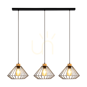 Závesné svietidlo Raquelle, 3xE27, Max. 60 W, olejovaný dub / čierny kov / čierny PVC kábel / čierny kovový tienidlo, 117 cm small 1