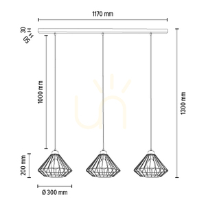 Závesné svietidlo Raquelle, 3xE27, Max. 60 W, olejovaný dub / čierny kov / čierny PVC kábel / čierny kovový tienidlo, 117 cm small 4