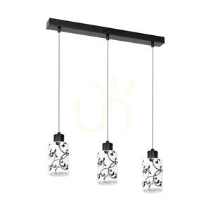 Závesné svietidlo Ravio, 3xE27, Max. 60 W, čierny kov / priehľadný PVC kábel / bielo-čierny sklenený tienidlo, 55 cm small 0