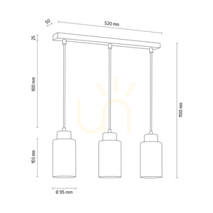 Závesné svietidlo Ravio, 3xE27, Max. 60 W, breza/čierna, PVC kábel, biely a čierny sklenený tienidlo, 54 cm small 2