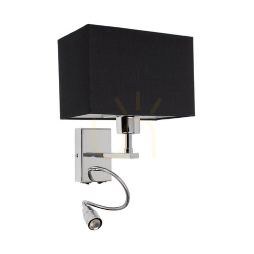 Skontrolujte Nástenná svietidlo Relax 1xE27 Max. 25 W, obsahuje 1 ks LED 4000 K 2,5 W, chrómový kov/čierna, tienidlo 22,5 cm