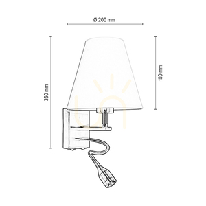 Nástenná svietidlo Relax: 1xE27 (max.. 60 W), 1x LED 3000 K 1 W, kovová patina/biela, tienidlo 25 cm small 2