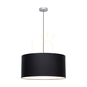Závesné svietidlo Rima, 1xE27, Max. 60 W, chrómovaný kov / antracitový opletený kábel / čierne tienidlo, Ø 50 cm small 1