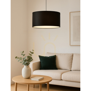 Závesné svietidlo Rima, 1xE27, Max. 60 W, chrómovaný kov / antracitový opletený kábel / čierne tienidlo, Ø 50 cm small 2