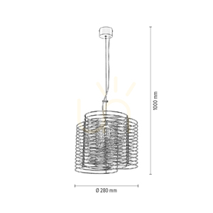 Závesné svietidlo Ringo, 1xE27, Max. 60 W, čierny kov / čierny PVC kábel, Ø 28 cm small 2