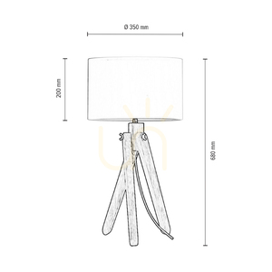 Stolná lampa Rune, 1xE27, Max. 40 W, olejovaný dub / čierny PVC kábel / biele tienidlo, Ø 30 cm small 2
