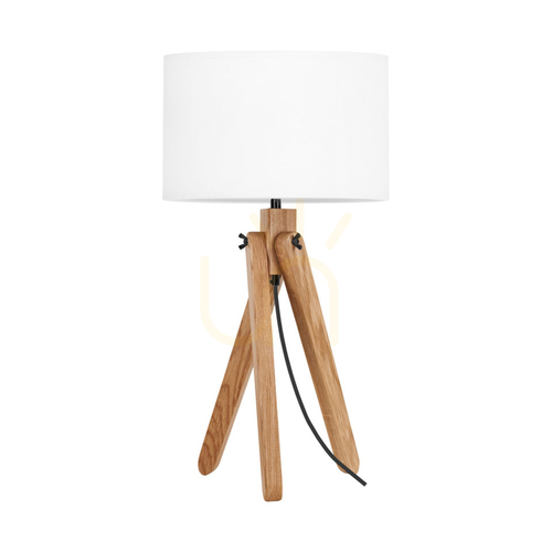 Skontrolujte Stolná lampa Rune, 1xE27, Max. 40 W, olejovaný dub / čierny PVC kábel / biele tienidlo, Ø 30 cm