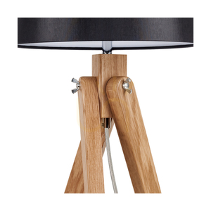 Stolná lampa Rune, 1xE27, Max. 40 W, olejovaný dub / priehľadný PVC kábel / čierne tienidlo, Ø 30 cm small 1