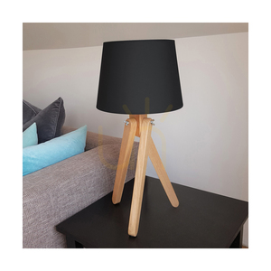 Stolná lampa Rune, 1xE27, Max. 40 W, olejovaný dub / priehľadný PVC kábel / čierne tienidlo, Ø 30 cm small 2