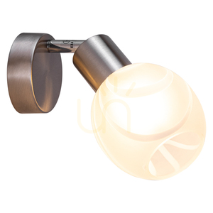 Nástenná lampa Sara 1xE14 Max. 40 W, saténový kov / biely sklenený tienidlo, 22 cm small 1