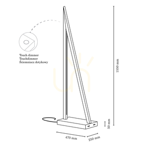 Stojaca lampa Segel, 2xLED, 3000 K, 32,5 W, olejovaný dub/antracit, opletený kábel s dotykovým stmievačom, 47 cm small 2