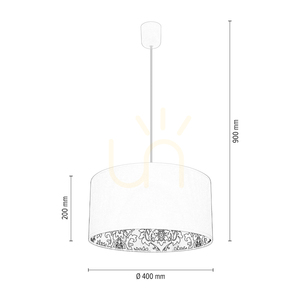 Závesné svietidlo Separato In Bianco, 1xE27, Max. 60 W, biely plast / biely PVC kábel / krémovo-čierny tienidlo, Ø 40 cm small 3