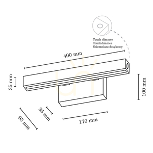 Malá nástenná svietidlo, 1xLED, 3000 K, 5,3 W, bukové a orechové drevo, s dotykovým stmievačom, 40 cm small 2