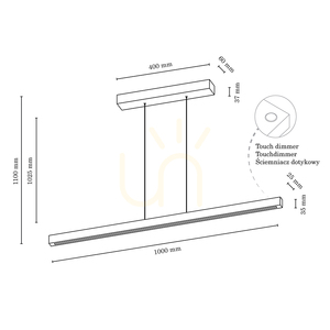 Závesné svietidlo Smal 1xLED 3000K 15 W, bukové a orechové drevo / priehľadný PVC kábel s dotykovým stmievačom, 100 cm small 2