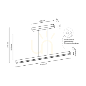 Malé jednolampové závesné svietidlo 2xLED 3000K 28,5 W, breza/čierny kov/priehľadný PVC kábel s dotykovým stmievačom, 100 cm small 4