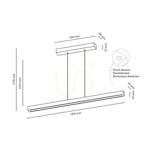 Malé závesné svietidlo 2xLED 3000K 22,5 W, biele bukové drevo / priehľadný PVC kábel s dotykovým stmievačom, 80 cm small 2