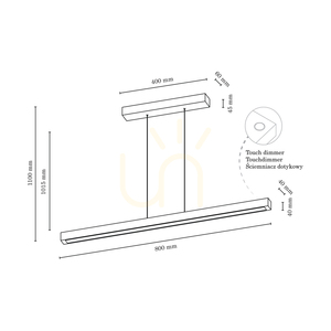 Malé závesné svietidlo 2xLED 3000K 22,5 W, bukové a orechové drevo / priehľadný PVC kábel s dotykovým stmievačom, 80 cm small 4