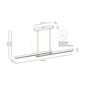 Malé dvojité závesné svietidlo 2xLED 3000K 22,5 W, breza/priehľadný PVC kábel s dotykovým stmievačom, 120 cm small 4