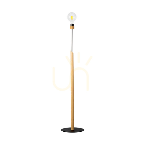 Skontrolujte Stojaca lampa Solange, 1xE27, Max. 60 W, olejovaný dub/čierny kov/čierny opletený kábel, Ø 30 cm