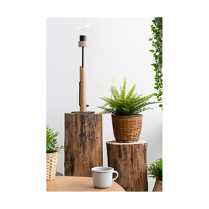 Stolná lampa Solange, 1xE27, Max. 60 W, olejovaný dub / čierny kov / čierny opletený kábel, Ø 15 cm small 2