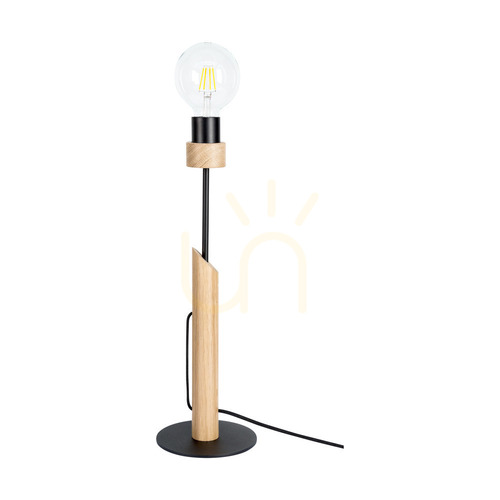 Skontrolujte Stolná lampa Solange, 1xE27, Max. 60 W, olejovaný dub / čierny kov / čierny opletený kábel, Ø 15 cm