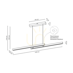 Malé dvojité závesné svietidlo 2xLED 3000K 22,5 W, z bukového a orechového dreva, s dotykovým stmievačom, 120 cm small 3