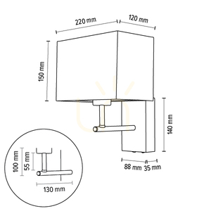 Nástenné svietidlo Sonar 1xE27 Max. 25 W, bukové drevo, orech/čierny kov/biely tienidlo 22 cm small 2