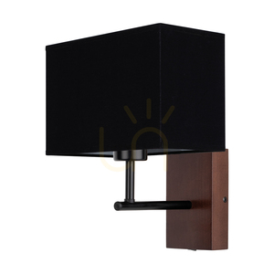 Nástenné svietidlo Sonar 1xE27 Max. 25 W, bukové drevo, orech/čierny kov/čierny tienidlo 22 cm small 0