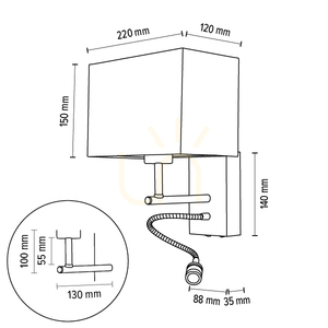 Nástenné svietidlo Britop Sonar 5732976 E27 s LED lampičkou, buk v orechovom odtieni, čierne tienidlo 22 cm small 4