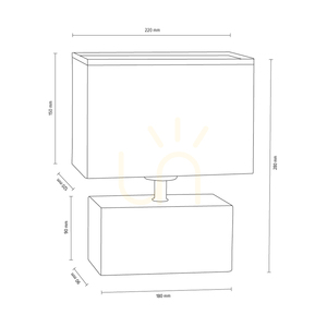 Stolná lampa Strong Double, 1xE27, Max. 25 W, biely betón / čierny PVC kábel / biele tienidlo, 22 cm small 2